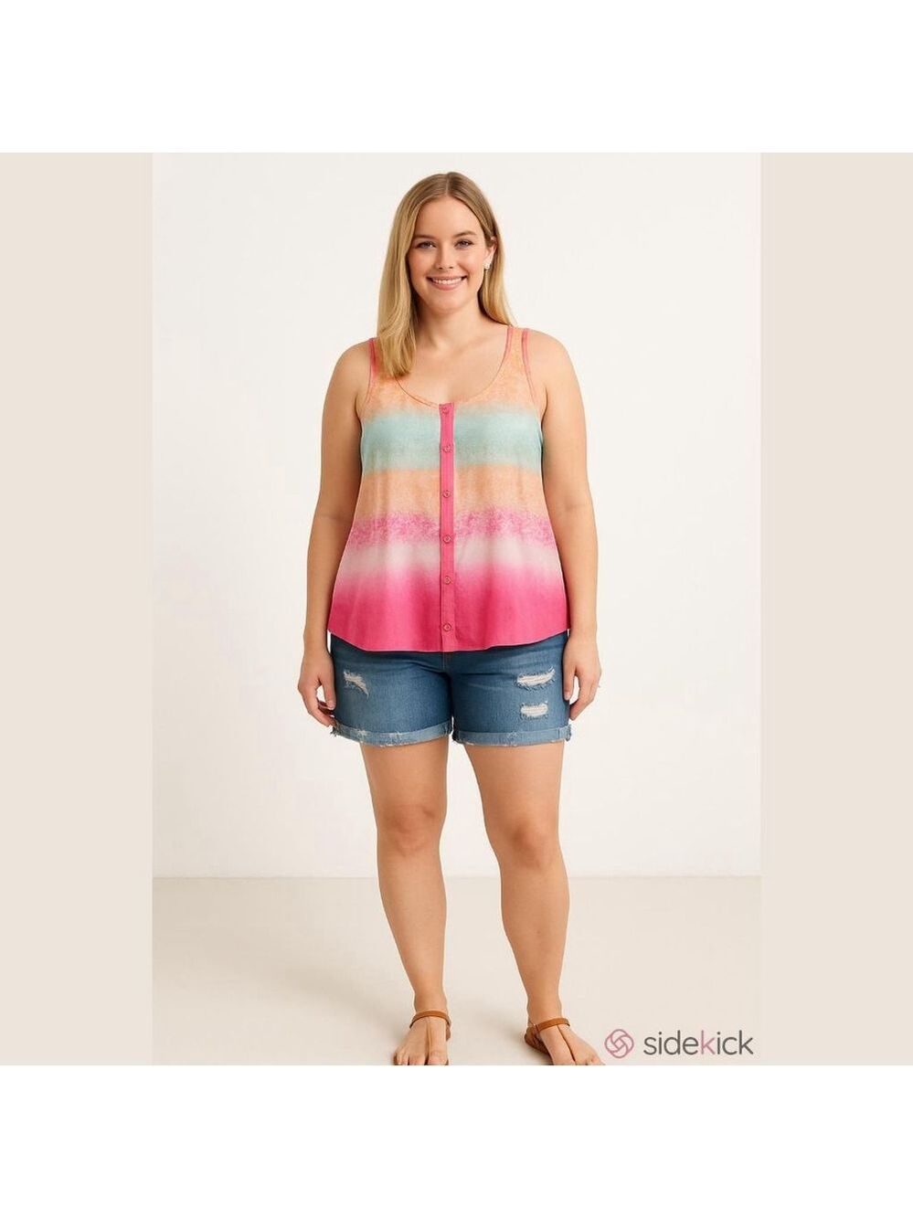 Candie's Women's Pink Tank Top Size M High-Low Hem